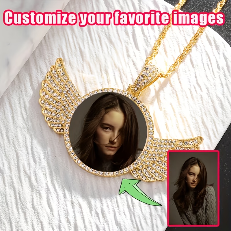 Customized Hip-Hop Wing Photo Necklace — Unique Gift Set
